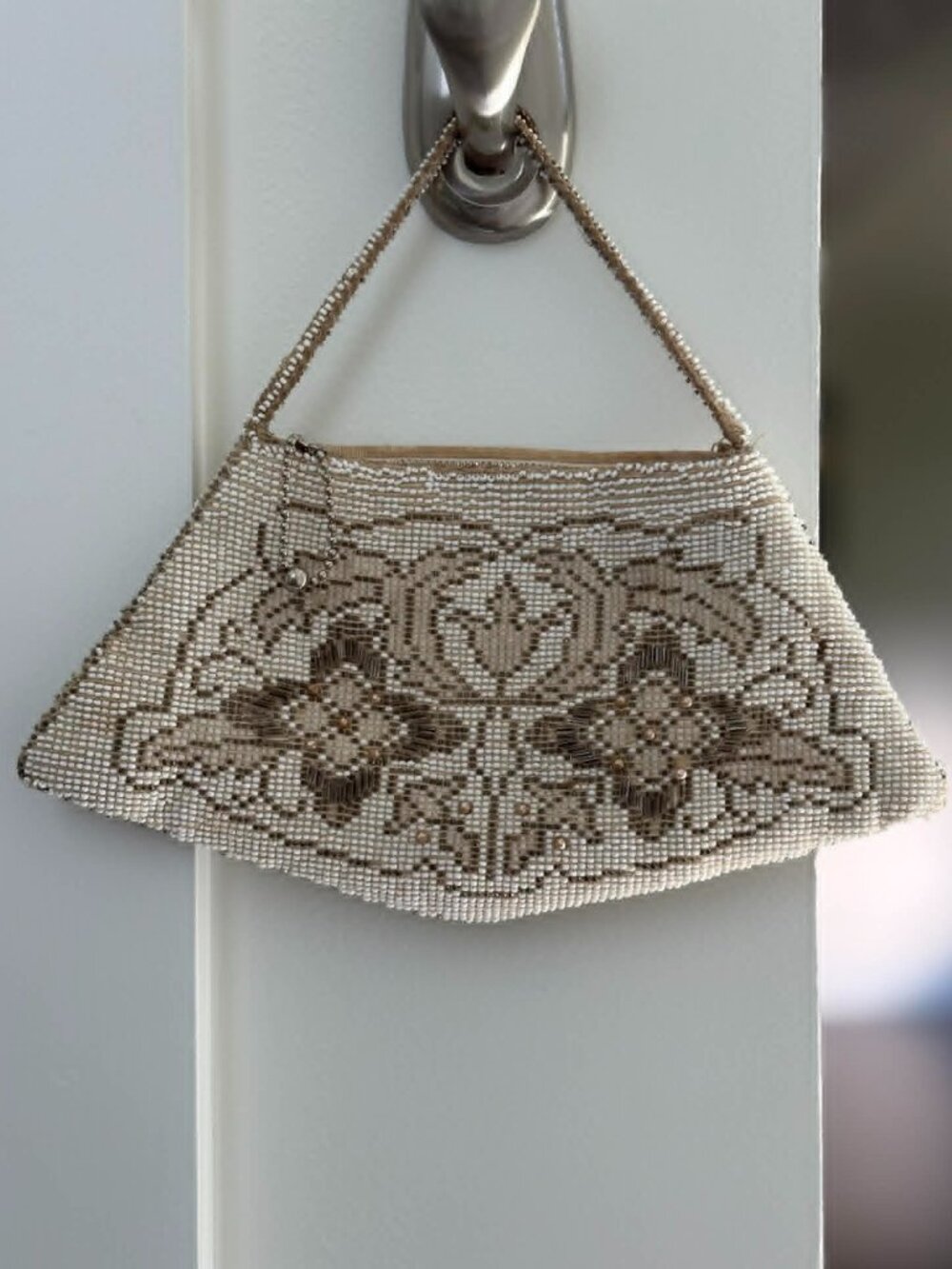 Vintage Czechoslovakian Hand-Beaded Evening Wristlet Bag